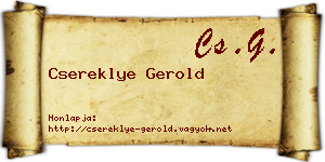 Csereklye Gerold névjegykártya